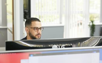 a man sitting at a desk